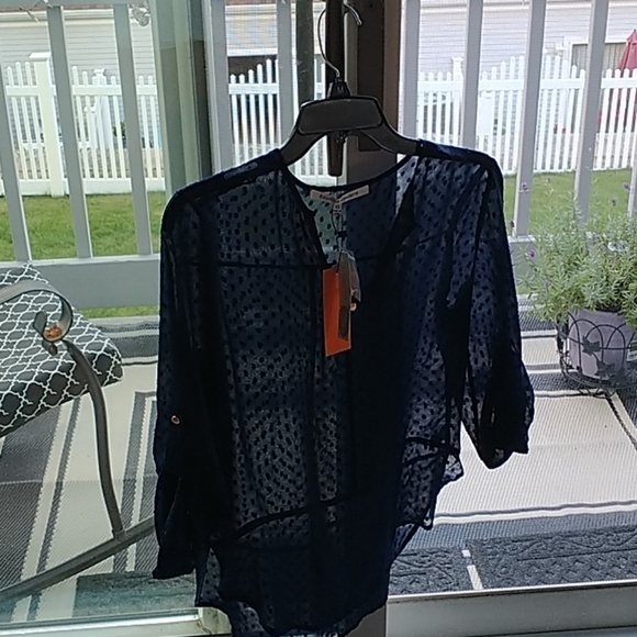 Stitch Fix Navy Damon Swiss Dot Shear Blouse XS - Picture 12 of 12